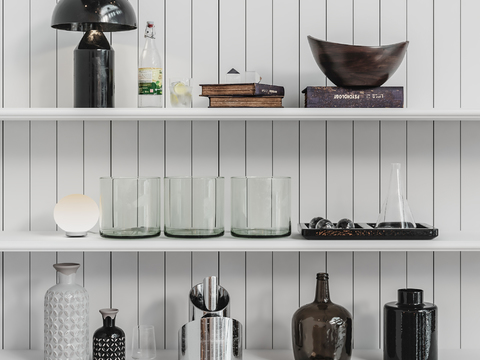  现代玻璃器皿摆件3d模型 