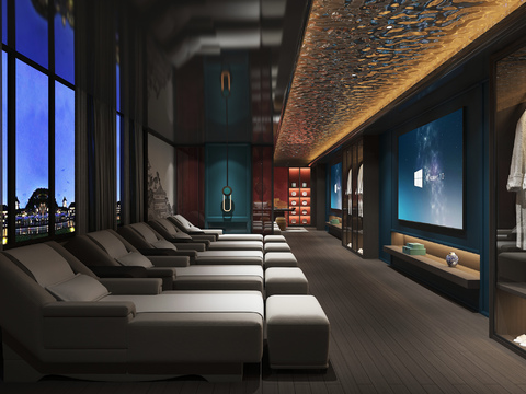  新中式足浴房 沐足阁3d模型 