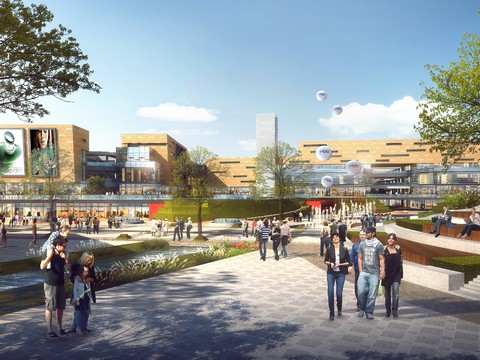  现代商业街步行街psd 