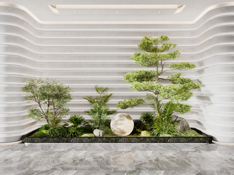  现代植物造景小品3d模型 