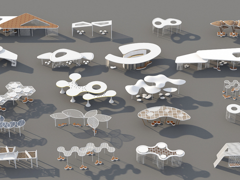  异形廊架 长廊3d模型 