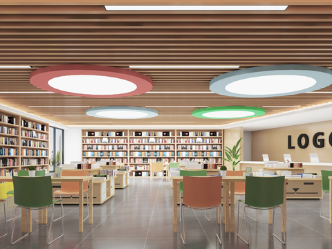  现代书吧 书店3d模型 