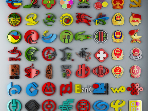  现代LOGO标志国徽图案徽章3d模型 
