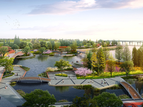  公园景观鸟瞰psd 