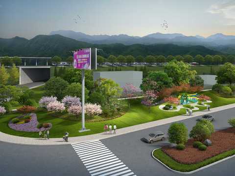  现代公园园林鸟瞰psd 