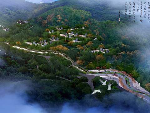  现代湿地园林鸟瞰psd 