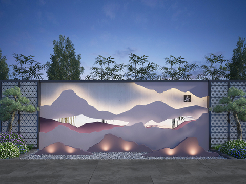  新中式园林景观园艺小品3d模型 