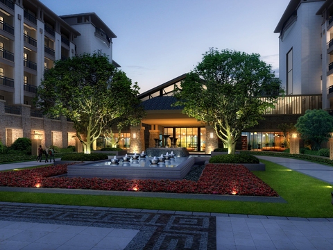  现代小区入口景观psd 