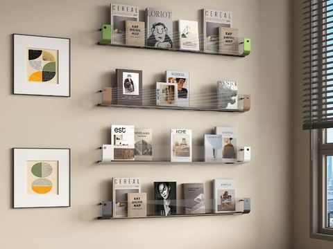  书本 书籍 杂志 报刊 壁柜书架3d模型 