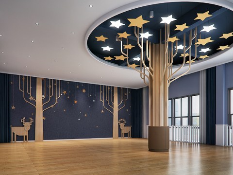  北欧幼儿园大厅3d模型 