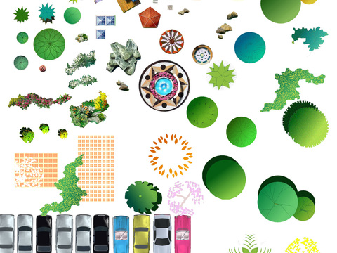  现代平面植物景观psd 