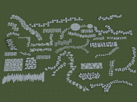  现代石板小道小品3d模型 