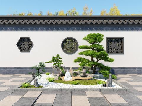  新中式禅意景观小品3d模型 