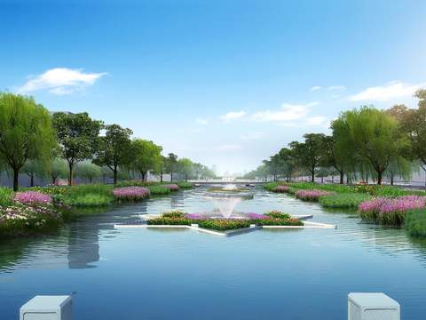  现代湿地园林景观psd 