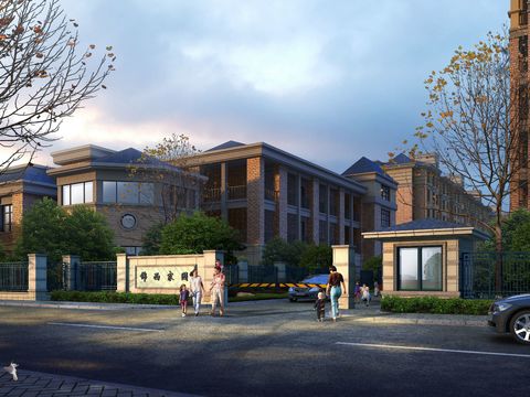  现代小区大门入口psd 