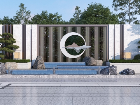  水景墙 景观小品3d模型 