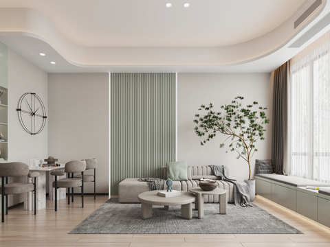  现代公寓客厅餐厅3d模型 