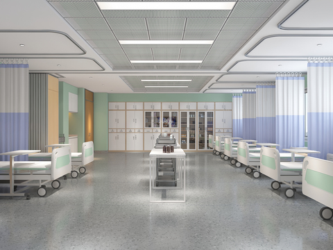 现代病房3d模型 