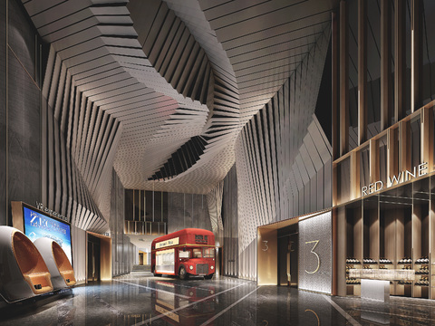  现代电影院大厅3d模型 