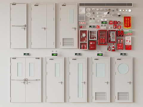  消防门 消火栓 消防器材3d模型 