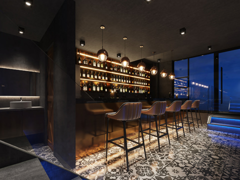  现代酒吧3d模型 