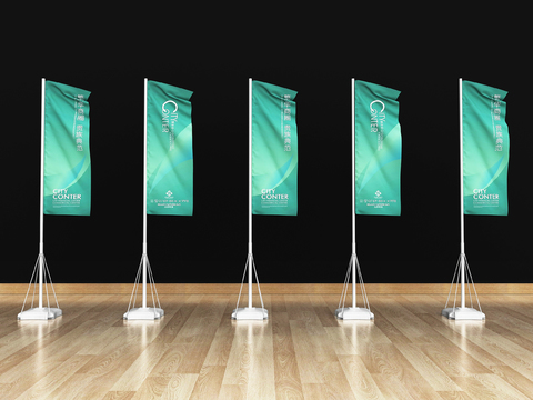  道旗 旗帜 旗杆3d模型 