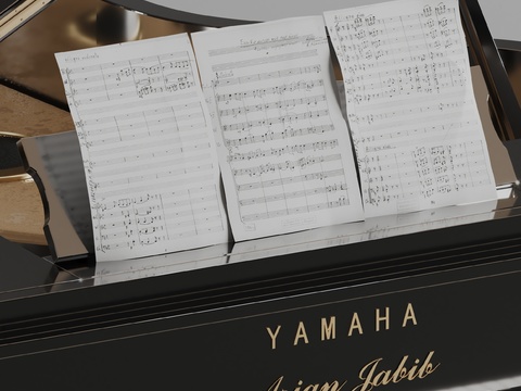  钢琴乐谱 五线谱3d模型 