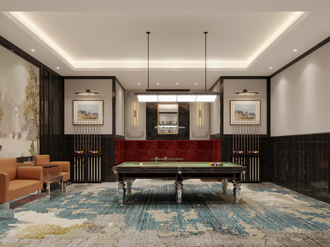  台球馆 桌球室3d模型 