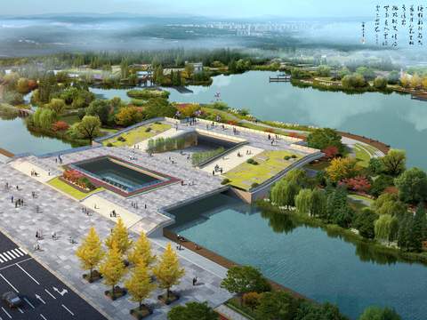  现代广场公园景观psd 