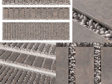  地砖 青石板路面3d模型 