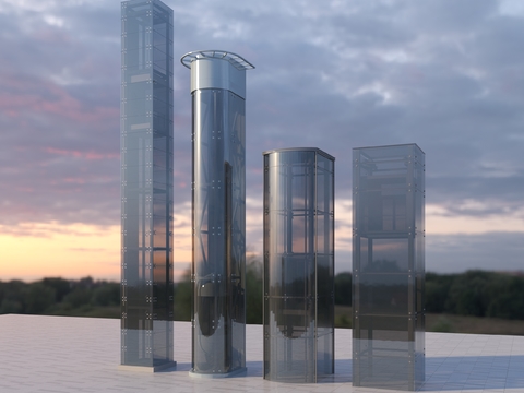  现代观光电梯3d模型 