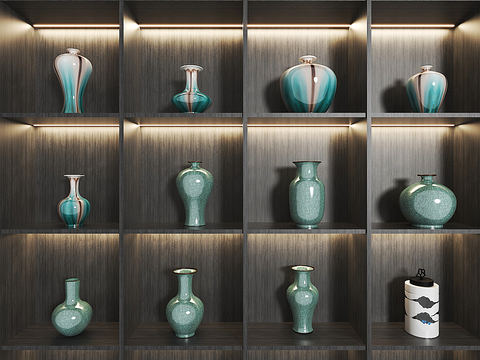  新中式瓷器组合3d模型 
