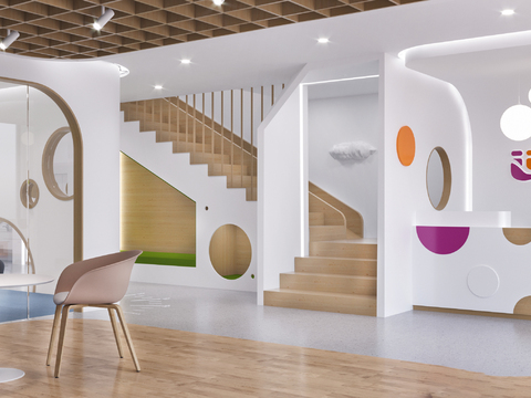  现代简约幼儿园培训机构3d模型 