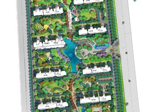  现代建筑园林平面景观图psd 