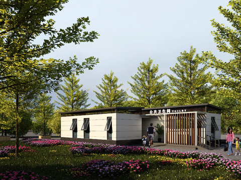  现代公共卫生间外观3d模型 