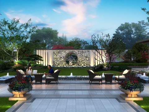  现代小区公园园林景观psd 