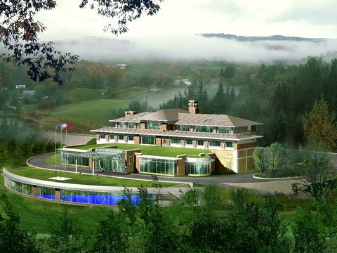  现代办公楼建筑外观psd 