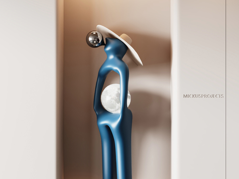  抽象人物雕塑 玄关摆件3d模型 