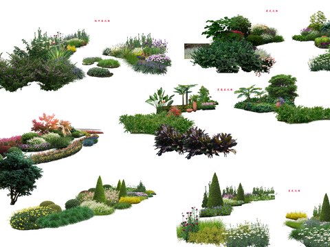  现代绿植花卉灌木丛psd 