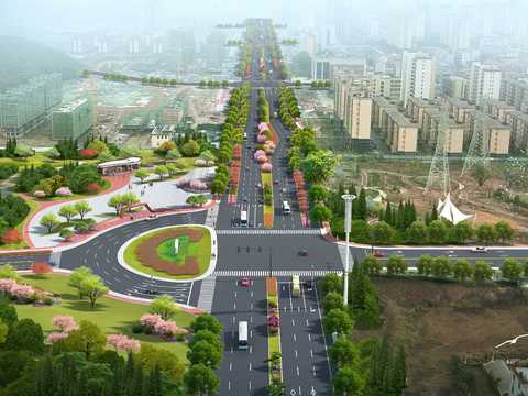  现代道路桥梁鸟瞰psd 