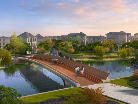  美丽乡村桥梁psd 