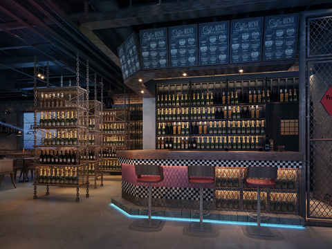  工业风监狱主题酒吧3D模型 