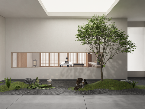  庭院小品 枯山水景观3d模型 