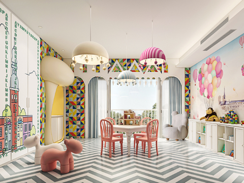  现代儿童活动室3d模型 