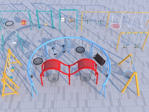  游乐器材 儿童秋千3d模型 