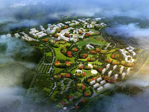  现代湿地园林鸟瞰psd 