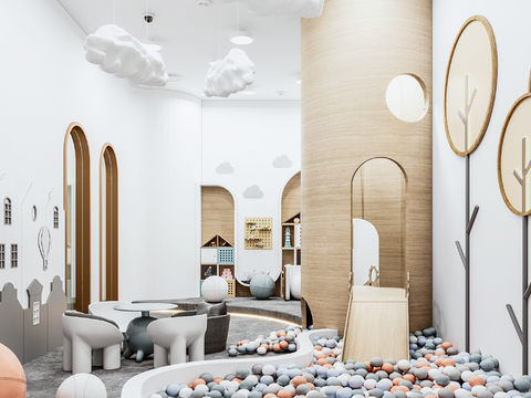  现代幼儿园儿童游乐区3d模型 