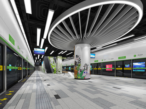  现代地铁站3d模型 
