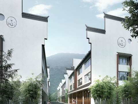  新中式美丽乡村民宿psd 