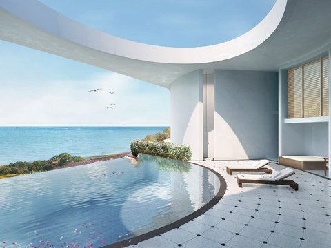  现代别墅游泳池psd 